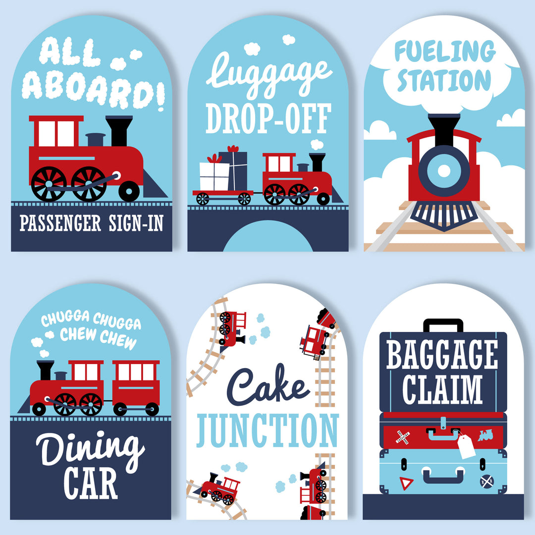 Railroad Train Party Signs Set - 6 Ct