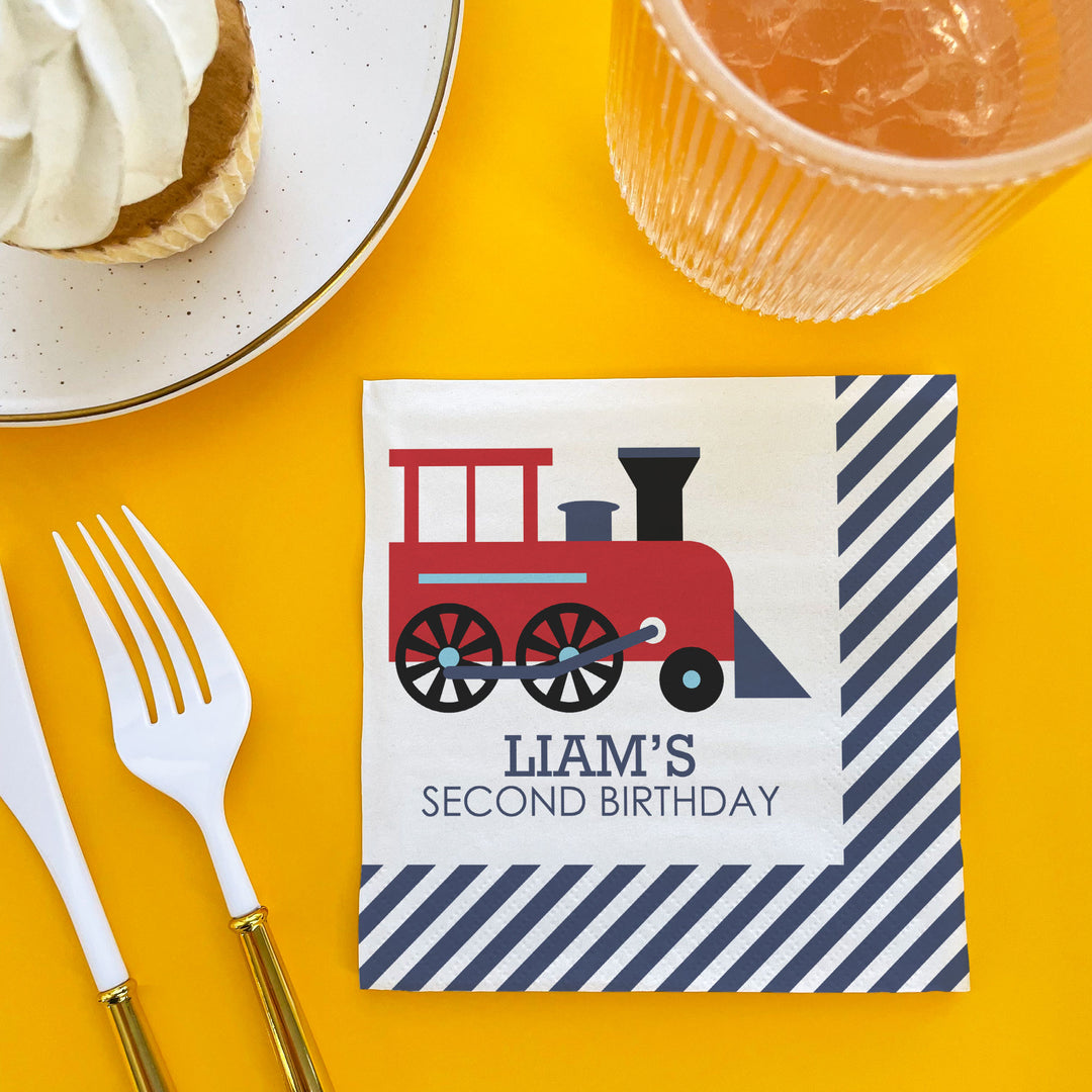 Custom Text Napkins - Train