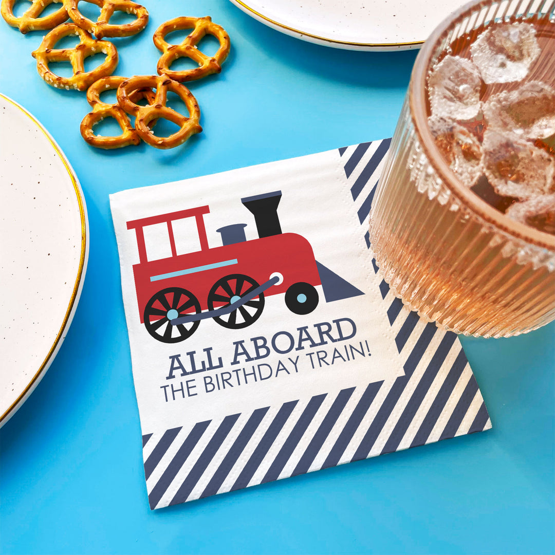 Custom Text Napkins - Train