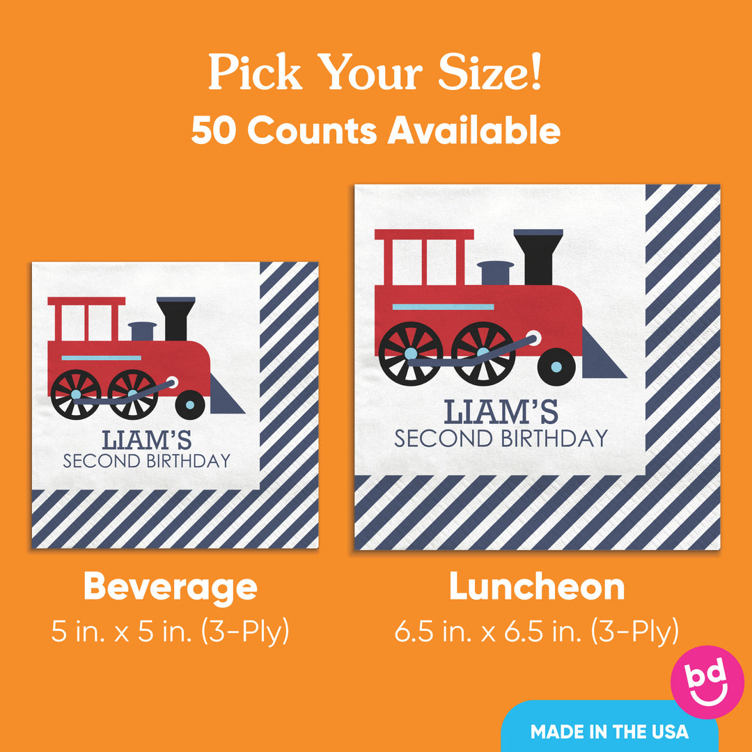 Custom Text Napkins - Train