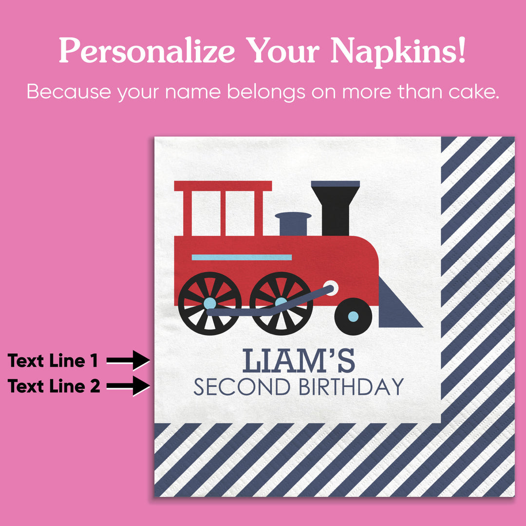 Custom Text Napkins - Train