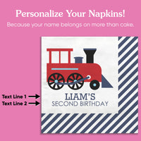 Custom Text Napkins - Train