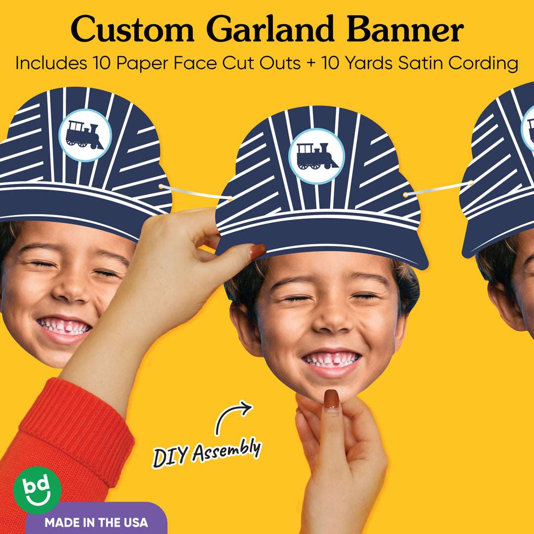 Custom Face Train Garland Banner