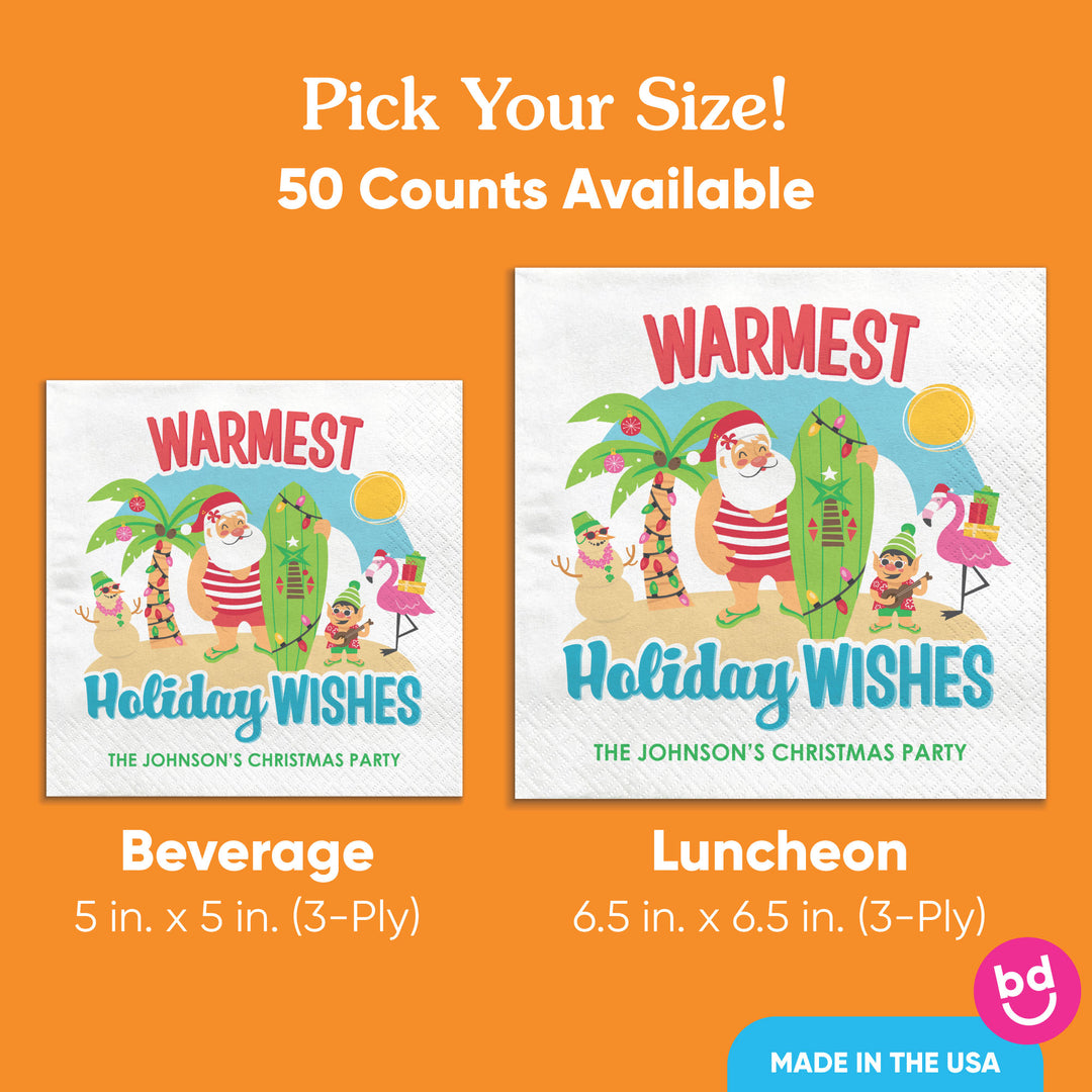 Custom Text Napkins - Tropical Christmas