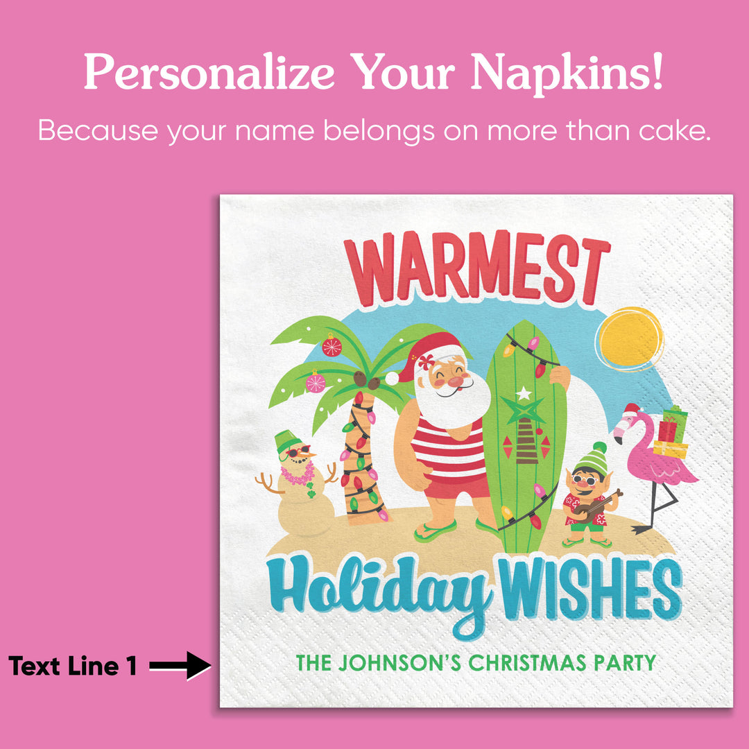 Custom Text Napkins - Tropical Christmas