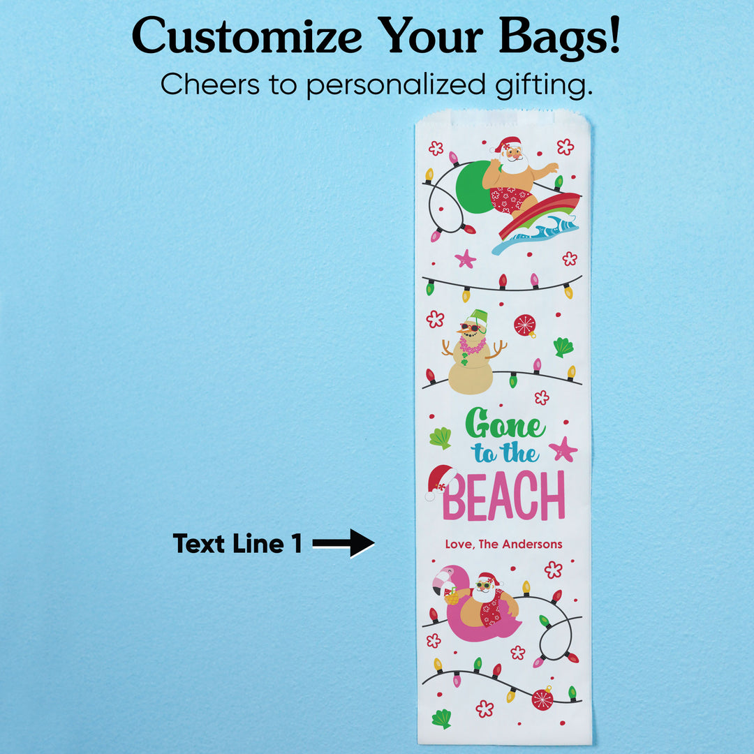 Custom Text Wine Bags - Tropical Christmas
