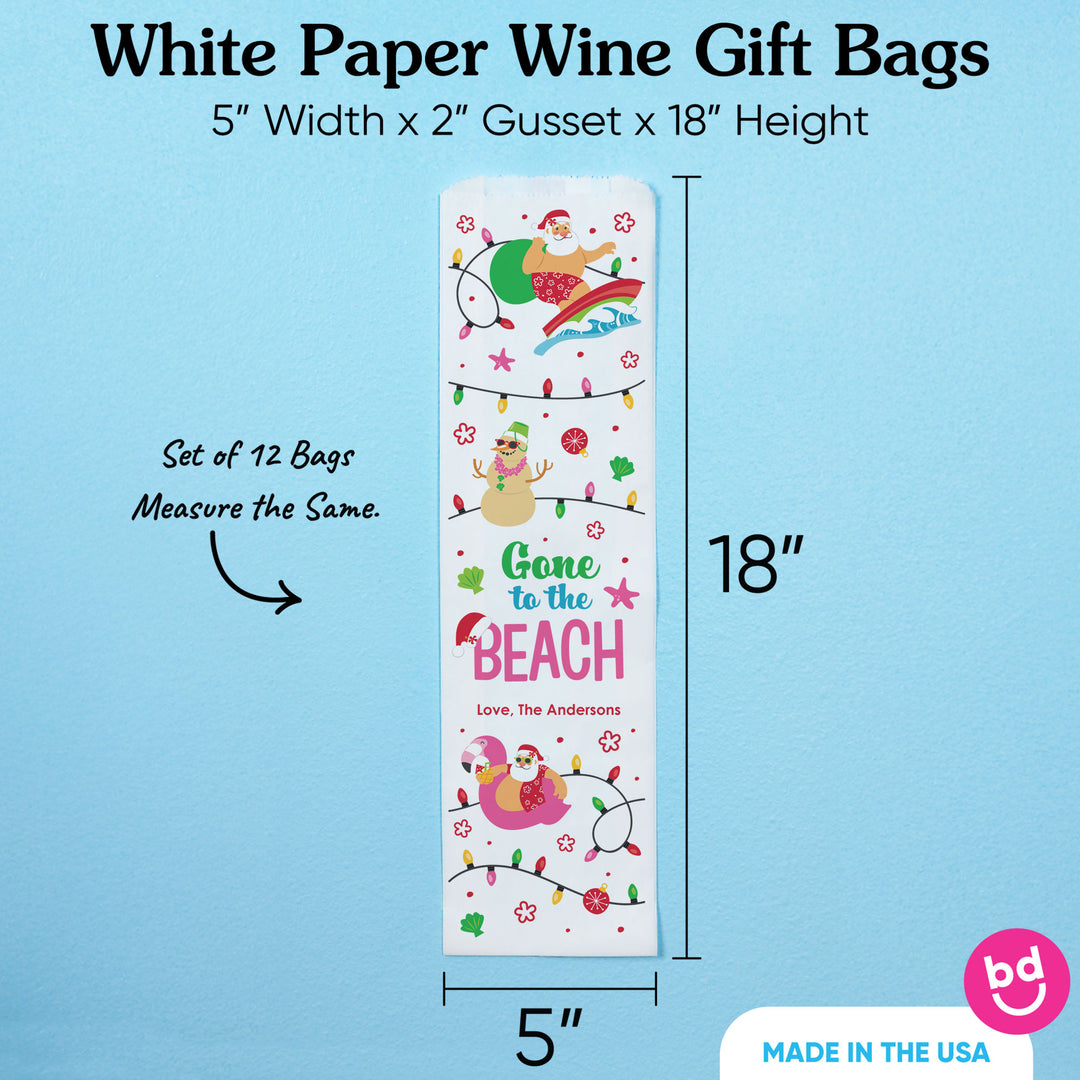 Custom Text Wine Bags - Tropical Christmas