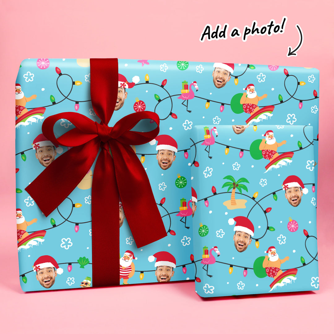 Custom Face Wrapping Paper - Tropical Christmas