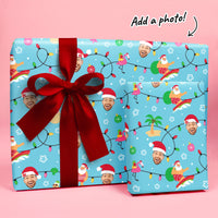 Custom Face Wrapping Paper - Tropical Christmas