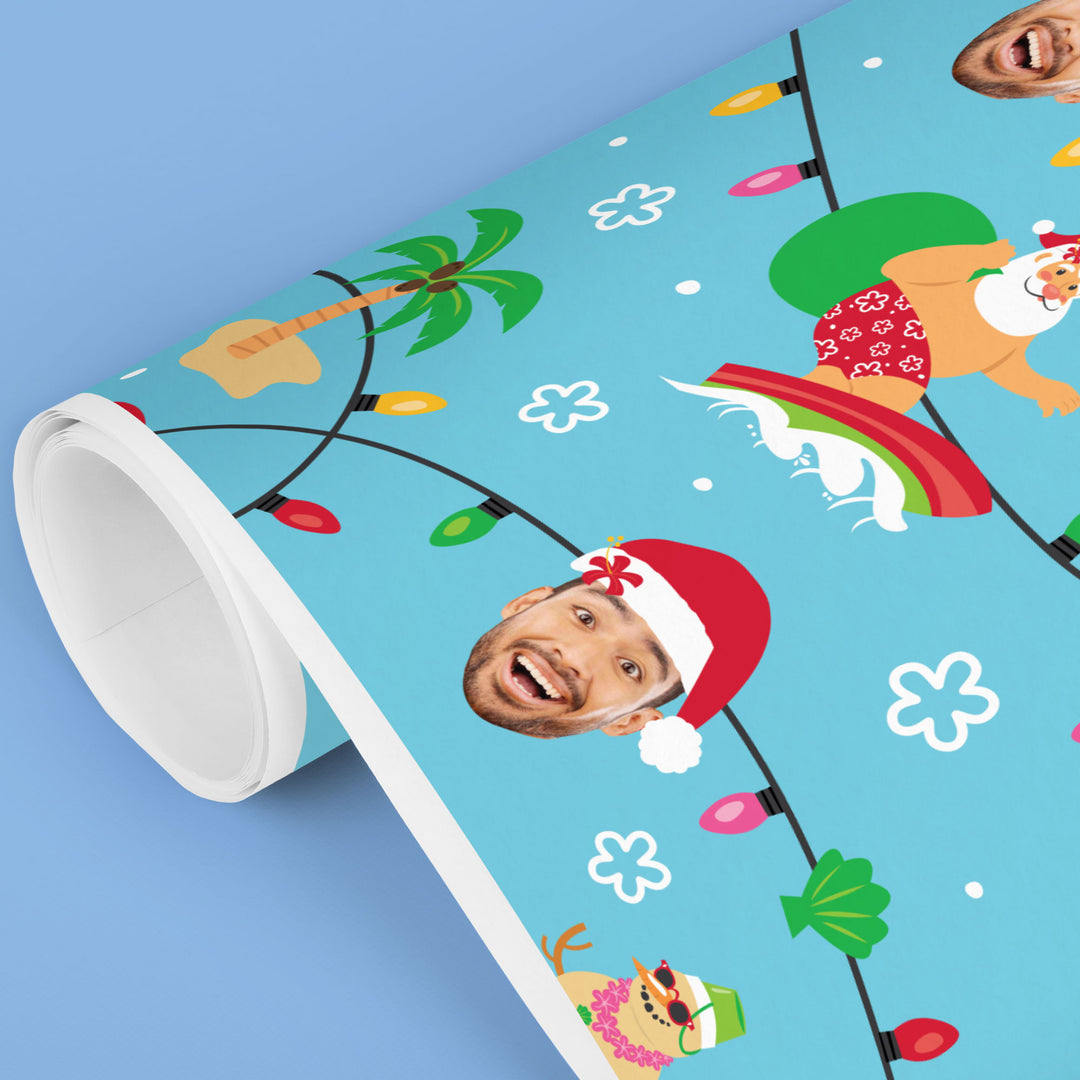 Custom Face Wrapping Paper - Tropical Christmas