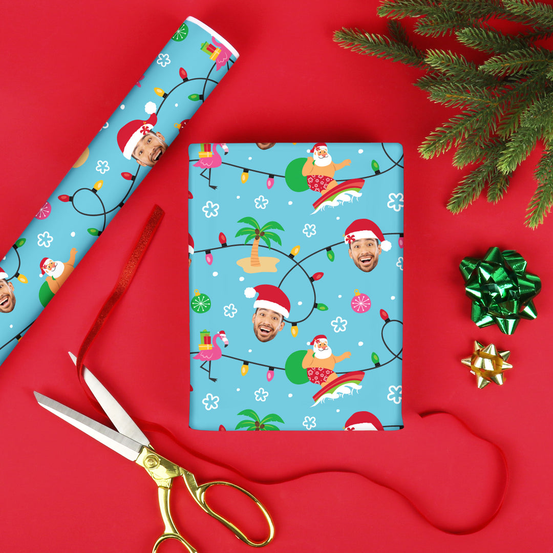 Custom Face Wrapping Paper - Tropical Christmas