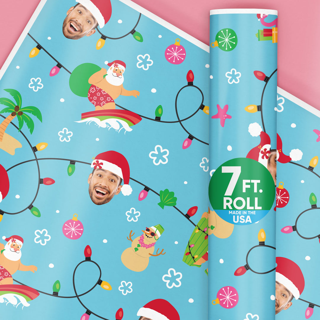 Custom Face Wrapping Paper - Tropical Christmas