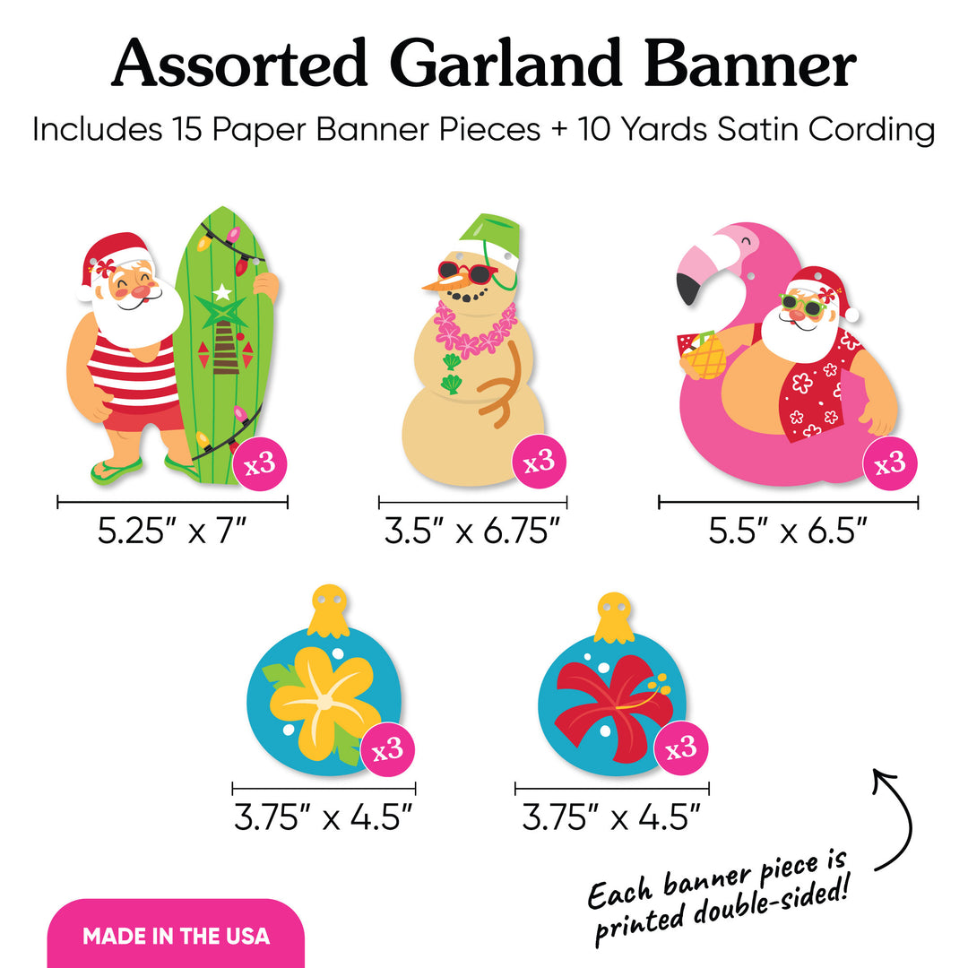 Tropical Christmas Garland Banner - 15 Pc
