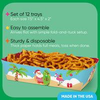 Tropical Christmas Paper Food Trays - 12 Ct