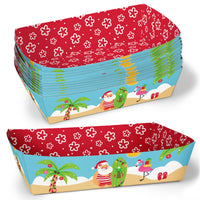 Tropical Christmas Paper Food Trays - 12 Ct