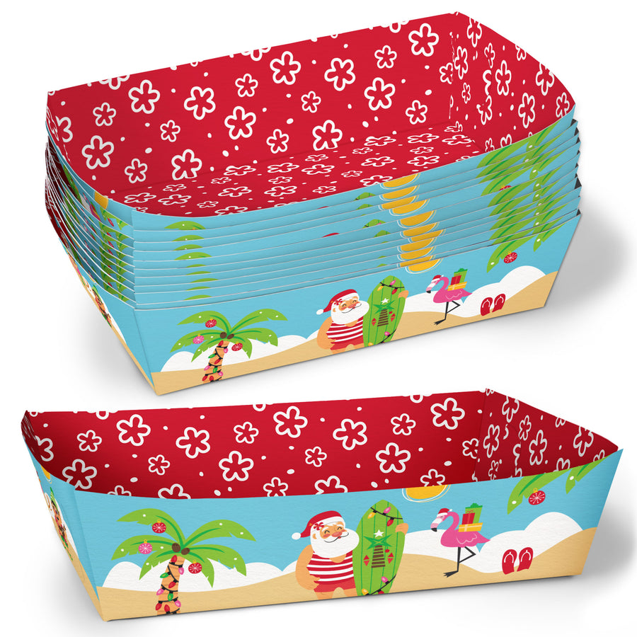 Tropical Christmas Paper Food Trays - 12 Ct