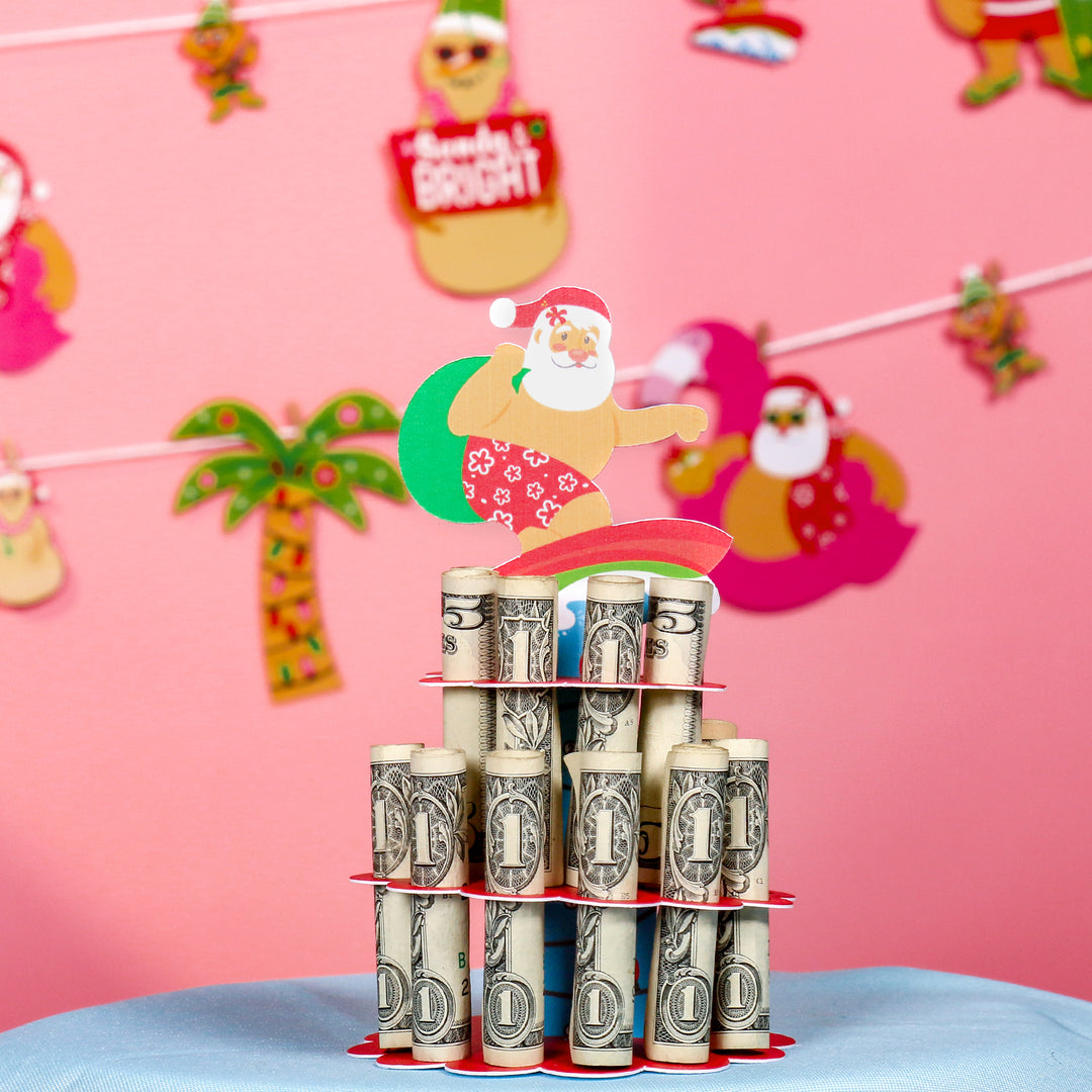 Tropical Christmas - DIY Beach Santa Holiday Party Money Holder Gift - Cash Cake