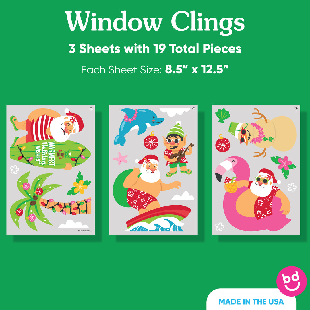 Tropical Christmas Window Clings