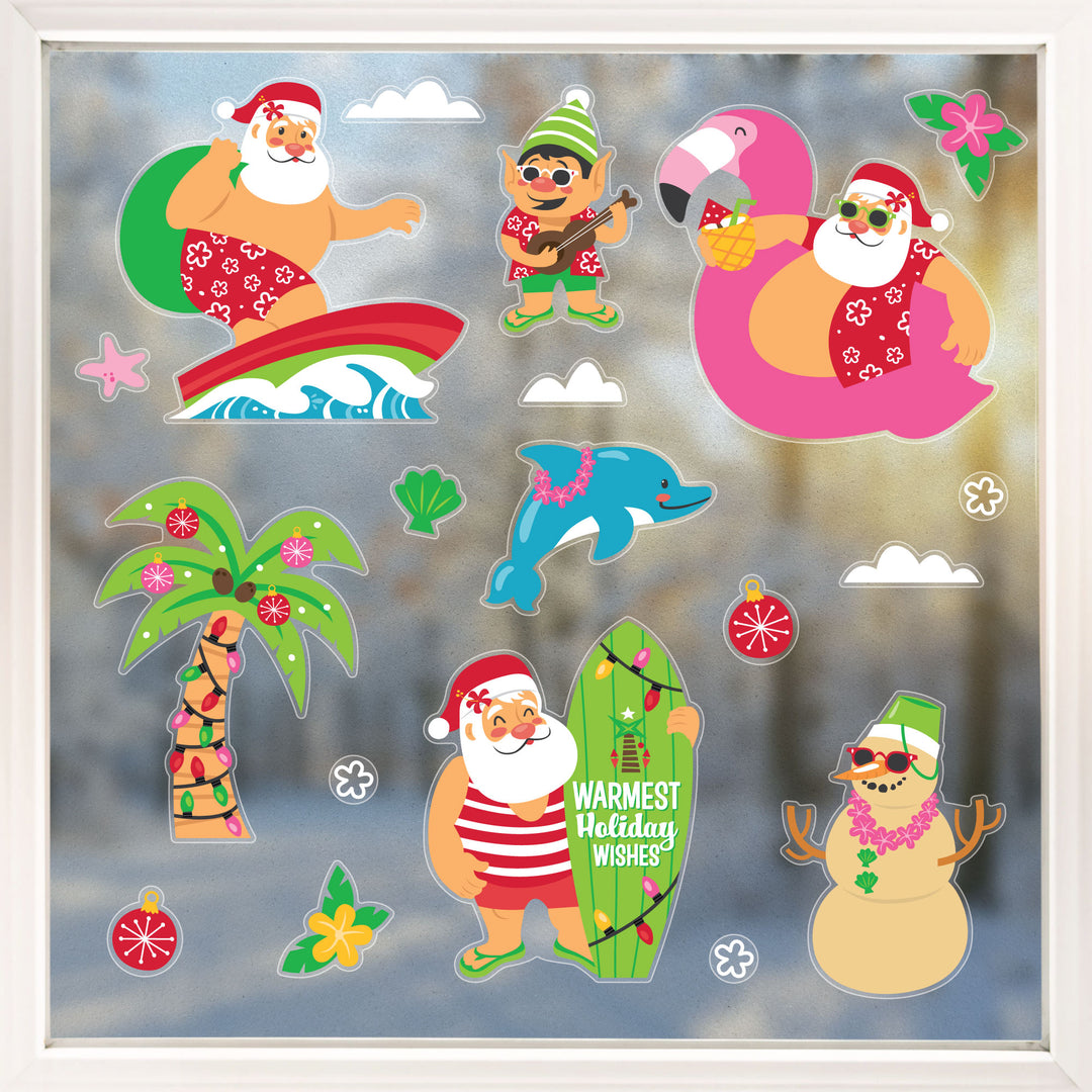 Tropical Christmas Window Clings