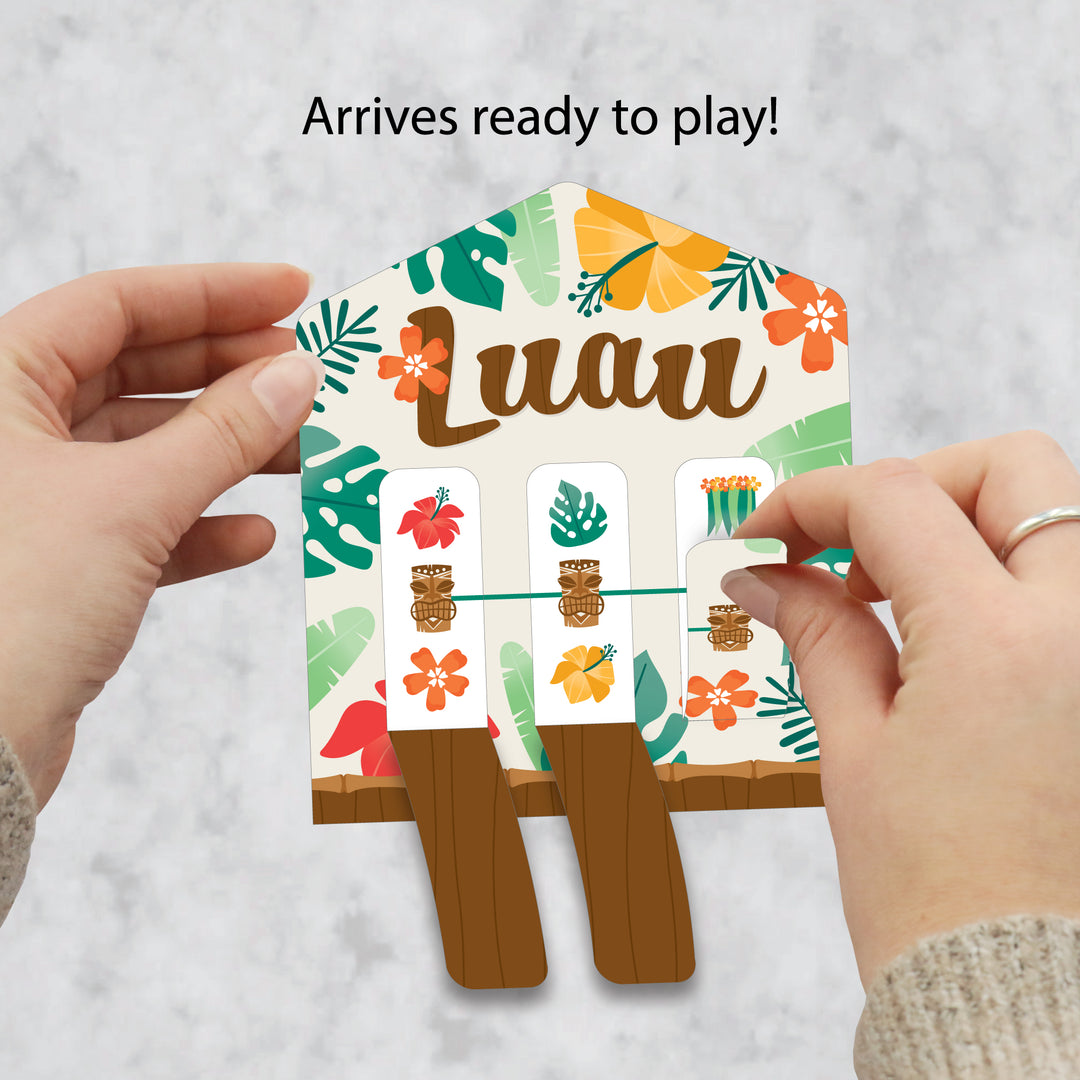 Tropical Luau - Hawaiian Beach Party Game Pickle Cards - Pull Tabs 3-in-a-Row - Set of 12