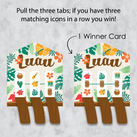 Tropical Luau - Hawaiian Beach Party Game Pickle Cards - Pull Tabs 3-in-a-Row - Set of 12