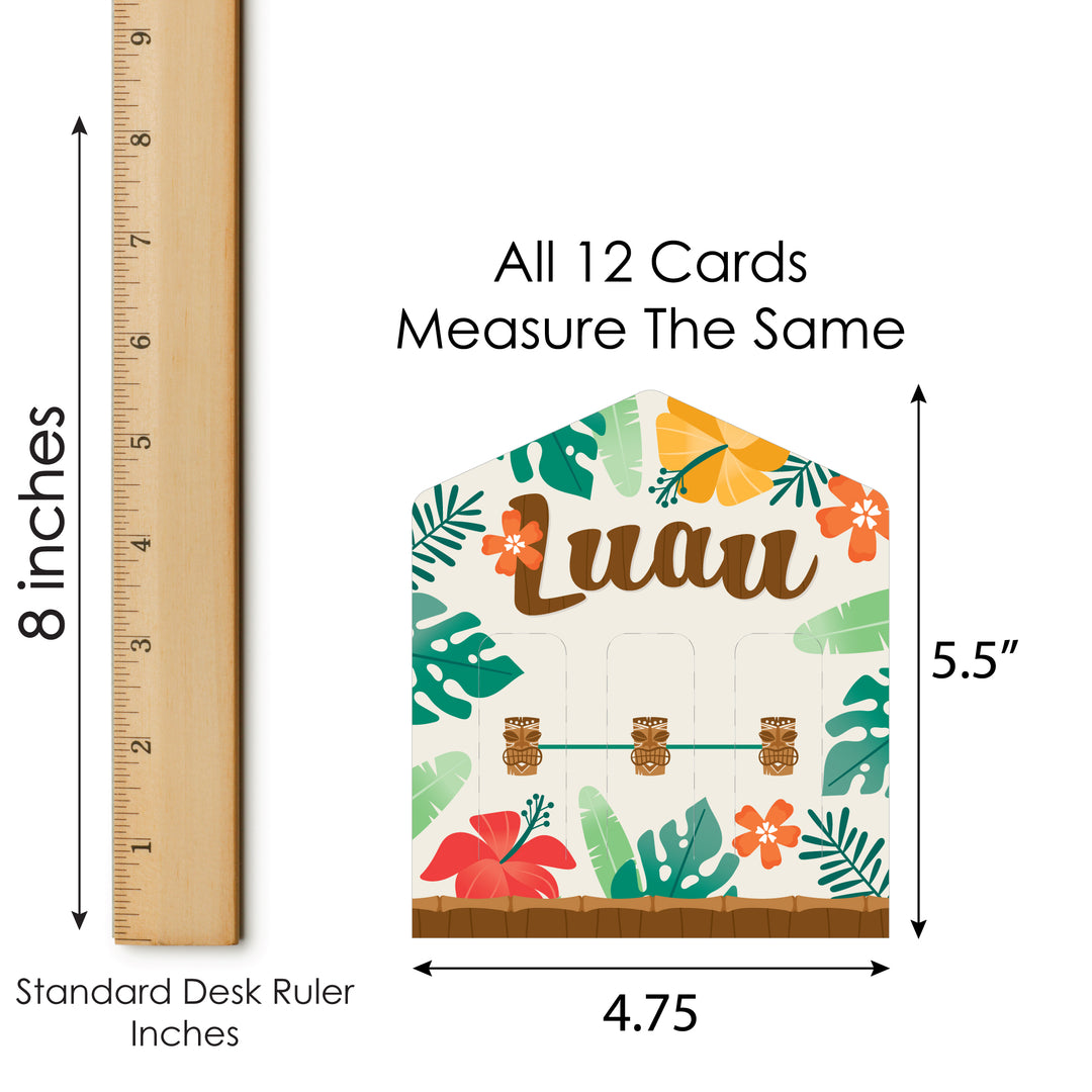 Tropical Luau - Hawaiian Beach Party Game Pickle Cards - Pull Tabs 3-in-a-Row - Set of 12