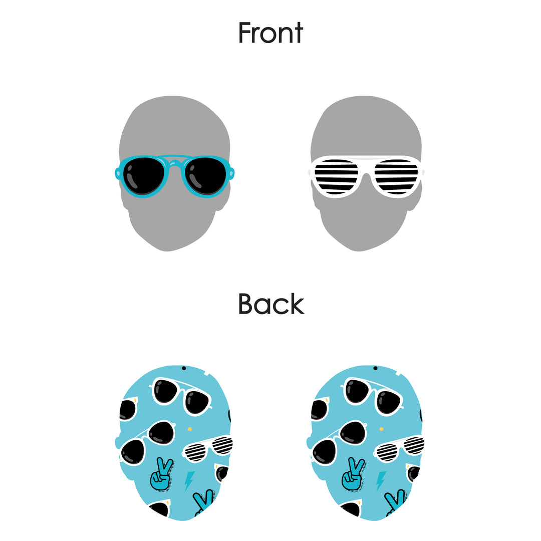 Custom Photo Two Cool - Boy - Blue 2nd Birthday Party DIY Shaped Fun Face Cut-Outs - 24 Count