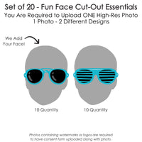 Custom Photo Two Cool - Boy - Fun Face Decorations DIY Blue 2nd Birthday Party Essentials - Set of 20