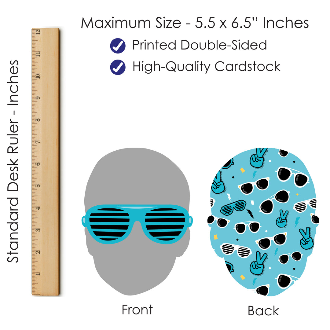 Custom Photo Two Cool - Boy - Fun Face Decorations DIY Blue 2nd Birthday Party Essentials - Set of 20