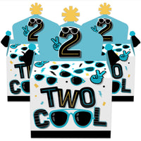 Two Cool - Boy - Treat Box Party Favors - Blue 2nd Birthday Party Goodie Gable Boxes - Set of 12