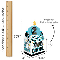 Two Cool - Boy - Treat Box Party Favors - Blue 2nd Birthday Party Goodie Gable Boxes - Set of 12