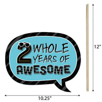Funny Two Cool - Boy - Blue 2nd Birthday Party Photo Booth Props Kit - 10 Piece