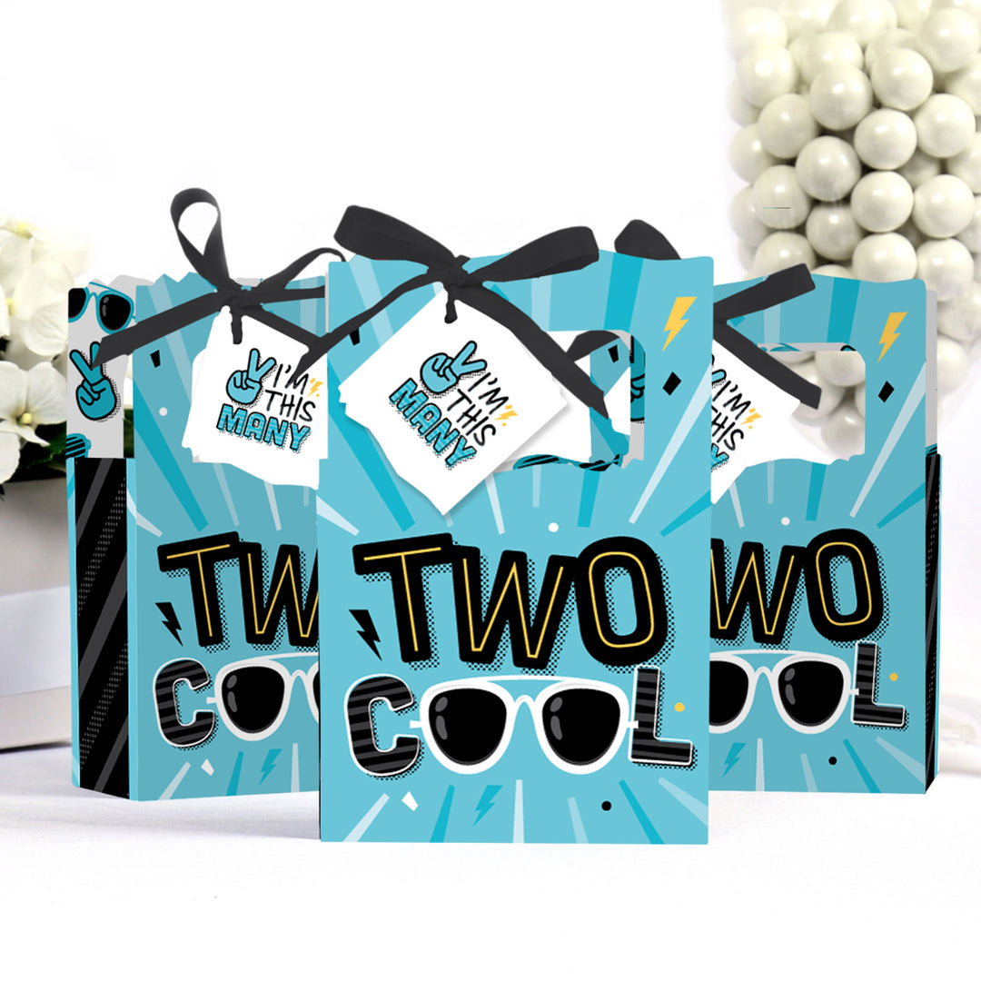 Two Cool - Boy - Blue 2nd Birthday Party Favor Boxes - Set of 12
