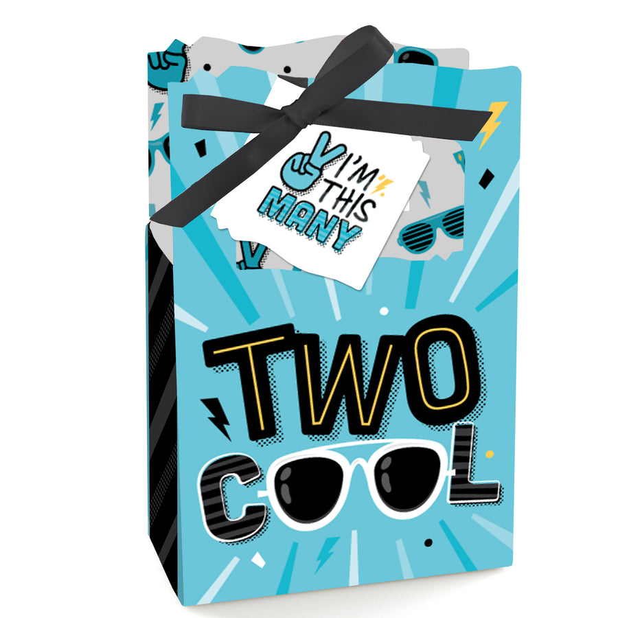 Two Cool - Boy - Blue 2nd Birthday Party Favor Boxes - Set of 12