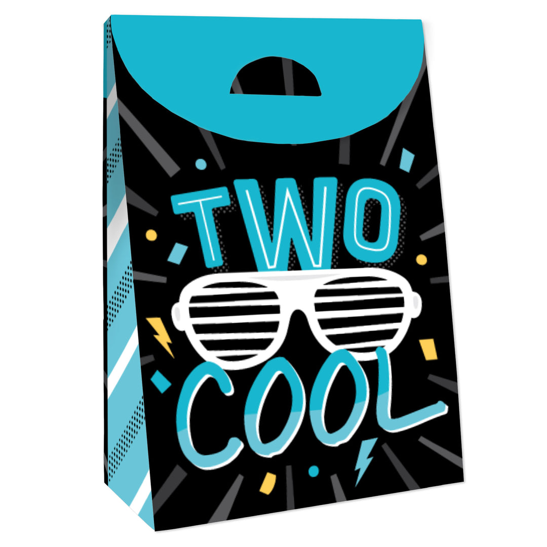 Two Cool - Boy - Blue 2nd Birthday Gift Favor Bags - Party Goodie Boxes - Set of 12
