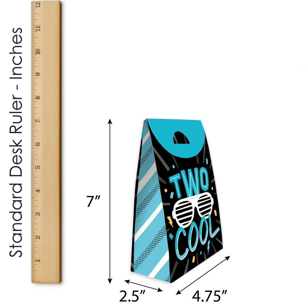Two Cool - Boy - Blue 2nd Birthday Gift Favor Bags - Party Goodie Boxes - Set of 12
