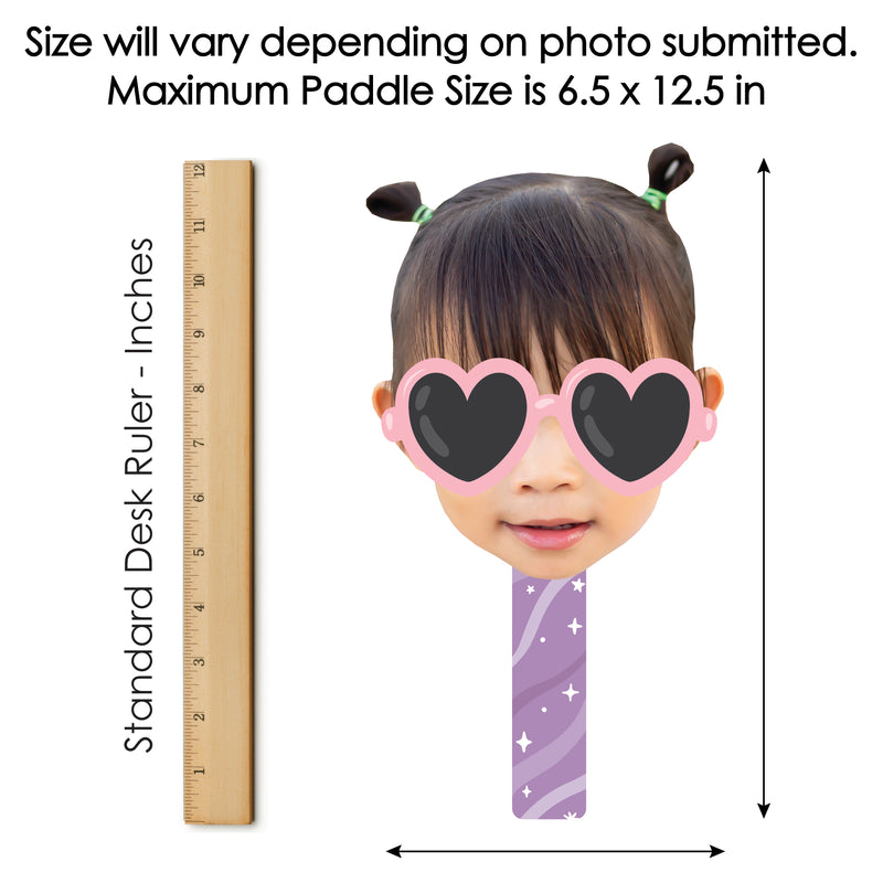 Custom Photo Two Cool - Girl - Pastel 2nd Birthday Party Head Cut Out Photo Booth and Fan Props - Fun Face Cutout Paddles - Set of 6