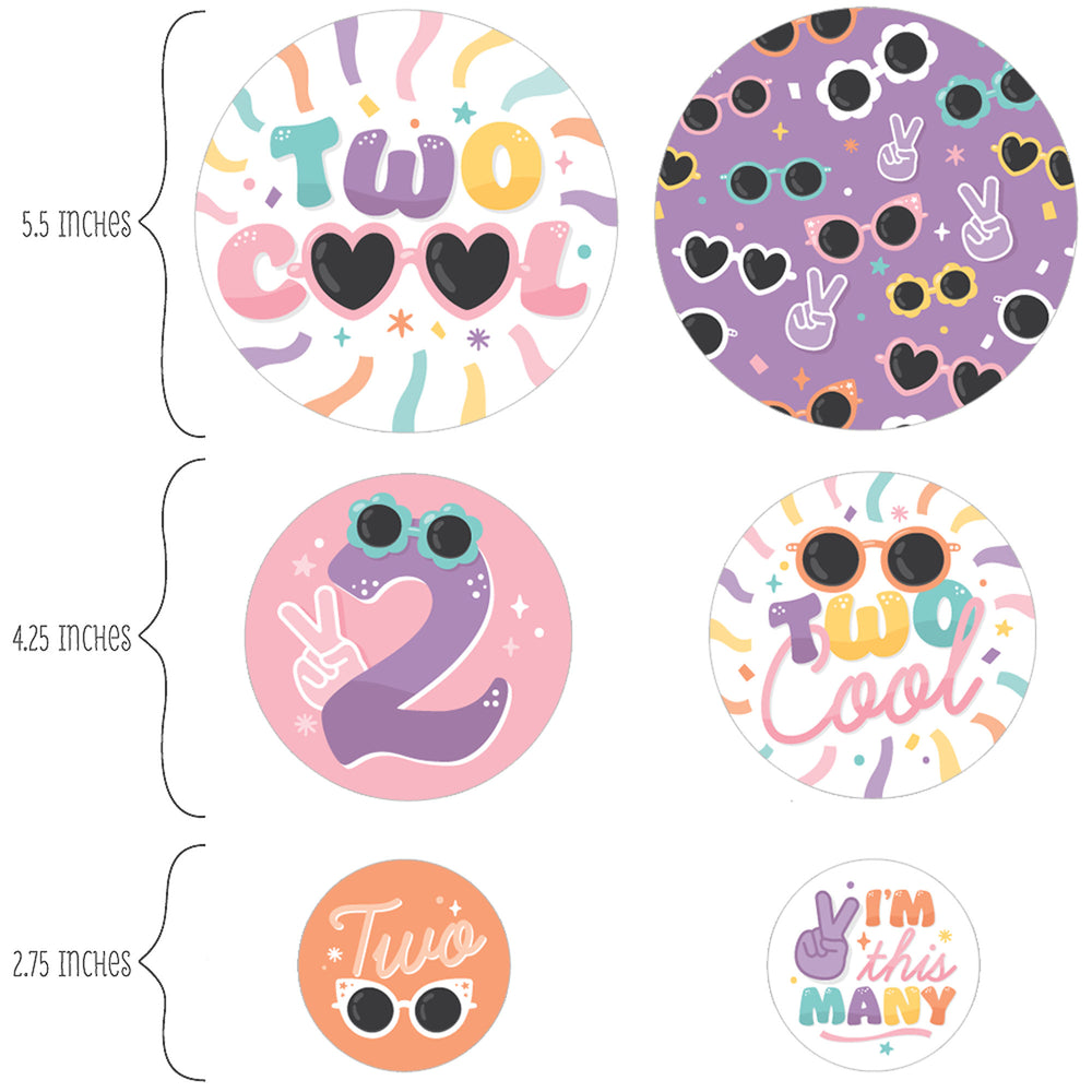 Two Cool - Girl - Pastel 2nd Birthday Party Giant Circle Confetti - Party Decorations - Large Confetti 27 Count