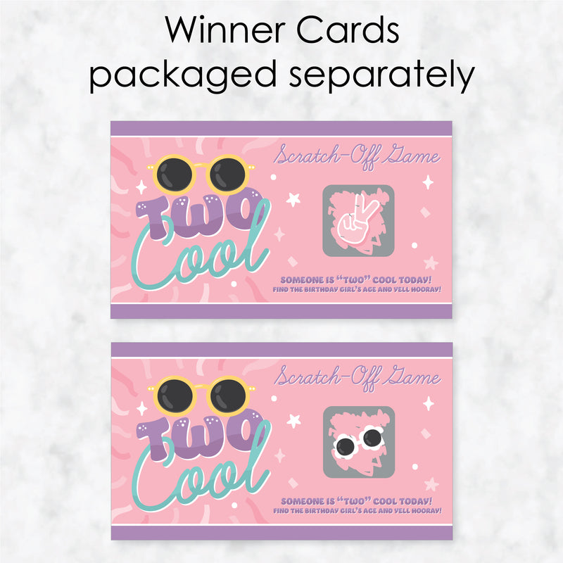 Two Cool - Girl - Pastel 2nd Birthday Party Game Scratch Off Cards - 22 Count