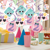 Two Cool - Girl - Pastel 2nd Birthday Party Hanging Decor - Party Decoration Swirls - Set of 40