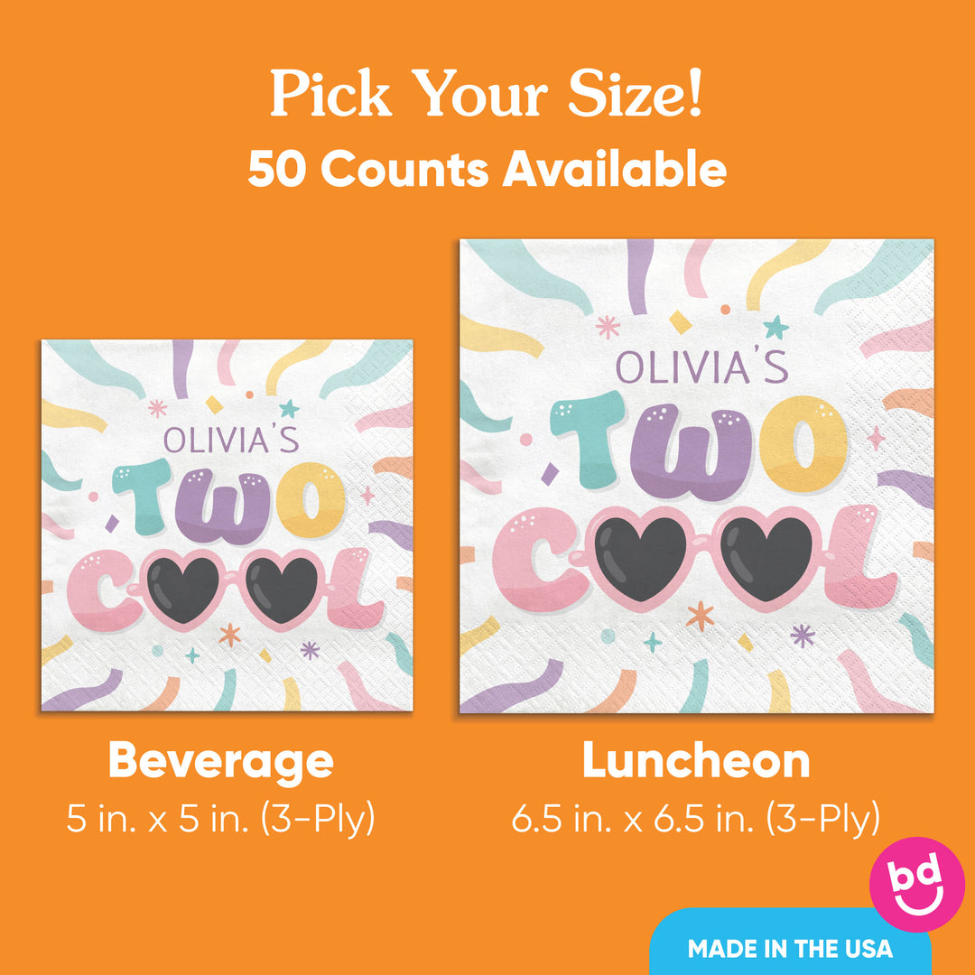 Custom Text Napkins - Two Cool Girl
