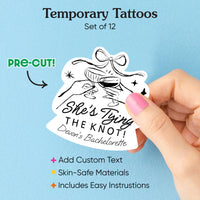 Custom She's Tying The Knot Bachelorette Temporary Tattoos - 12 Ct