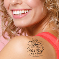 Custom She's Tying The Knot Bachelorette Temporary Tattoos - 12 Ct