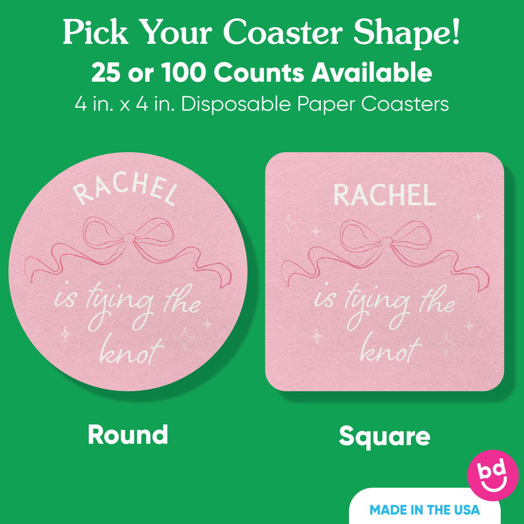 Custom Text Coasters - Tying The Knot