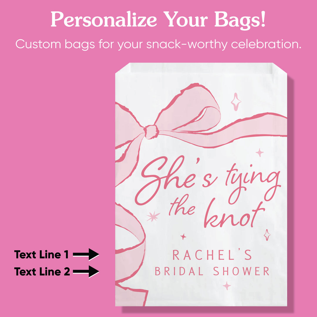Custom Text Paper Treat Bags - Tying The Knot - 100 Ct