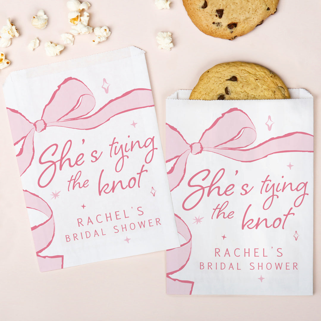 Custom Text Paper Treat Bags - Tying The Knot - 100 Ct