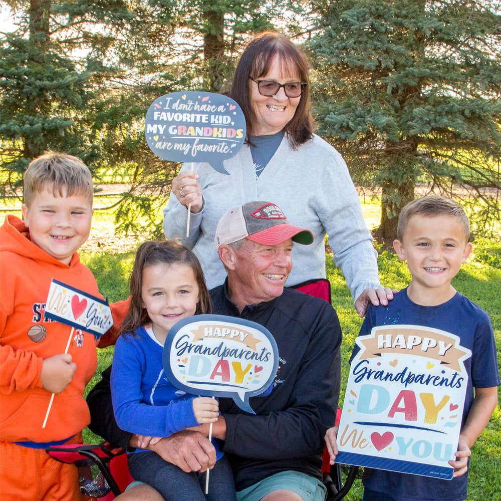 Funny Happy Grandparents Day - Grandma & Grandpa Party Photo Booth Props Kit - 10 Piece