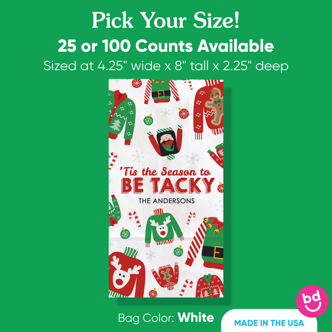 Custom Text Popcorn Bags - Ugly Sweater - 25 Ct