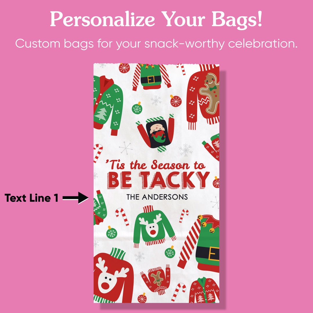 Custom Text Popcorn Bags - Ugly Sweater - 25 Ct