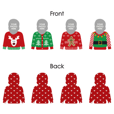 Custom Photo Ugly Sweater - Holiday and Christmas Party DIY Shaped Fun Face Cut-Outs - 24 Count